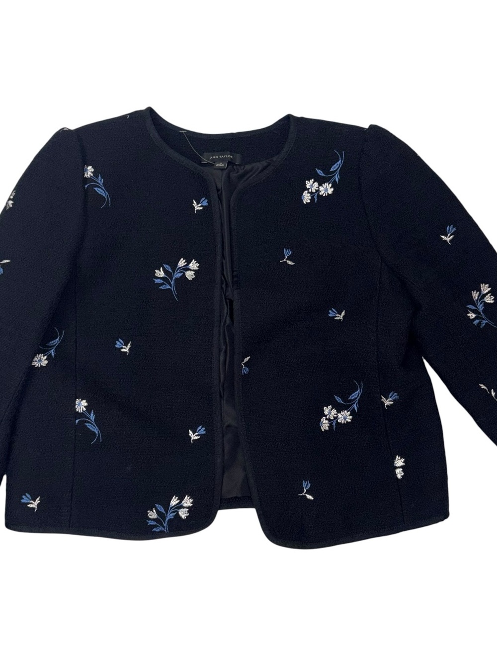 Ann Taylor black Floral Embroidered half sleeve women’s 'Jacket blazer size 14
